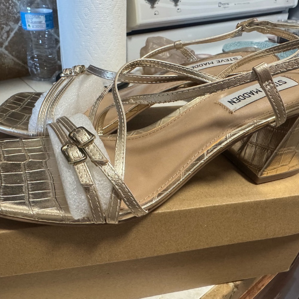 Steve Madden Gold Strappy Heels